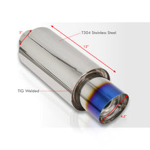 Load image into Gallery viewer, Universal 3" Inlet / 4.5" Slant Tip N1 Style Stainless Steel Exhaust Muffler Burnt