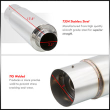 Load image into Gallery viewer, Universal 2.5" Inlet / 4" Straight Tip Fireball Style Stainless Steel Exhaust Muffler Chrome