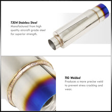 Load image into Gallery viewer, Universal 3" Inlet / 4.5" Straight Tip Fireball Style Stainless Steel Exhaust Muffler Burnt