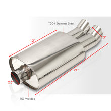 Load image into Gallery viewer, Universal 2.5" Inlet / 3" Dual Upward Tips DTM Style Stainless Steel Exhaust Muffler Chrome