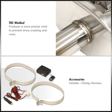 Load image into Gallery viewer, Universal 2.5" Inlet / 2.5" Straight Tip Oval Canister Stainless Steel Electric Valve Exhaust Muffler Burnt