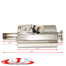Load image into Gallery viewer, Universal 2.5" Inlet / 2.5" Straight Tip Oval Canister Stainless Steel Electric Valve Exhaust Muffler Burnt