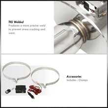 Load image into Gallery viewer, Universal 3" Inlet / 4" Rolled Tip Oval Style Stainless Steel Electric Valve Exhaust Muffler Chrome