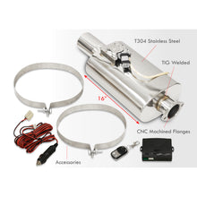 Load image into Gallery viewer, Universal 3" Inlet / 4" Rolled Tip Oval Style Stainless Steel Electric Valve Exhaust Muffler Chrome