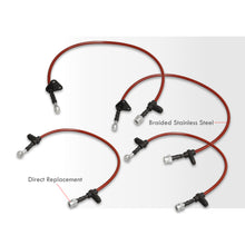 Load image into Gallery viewer, Acura Integra 1990-1993 Stainless Steel Braided Oil Brake Lines Red