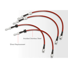 Load image into Gallery viewer, BMW 3 Series E46 1999-2005 Stainless Steel Braided Oil Brake Lines Red