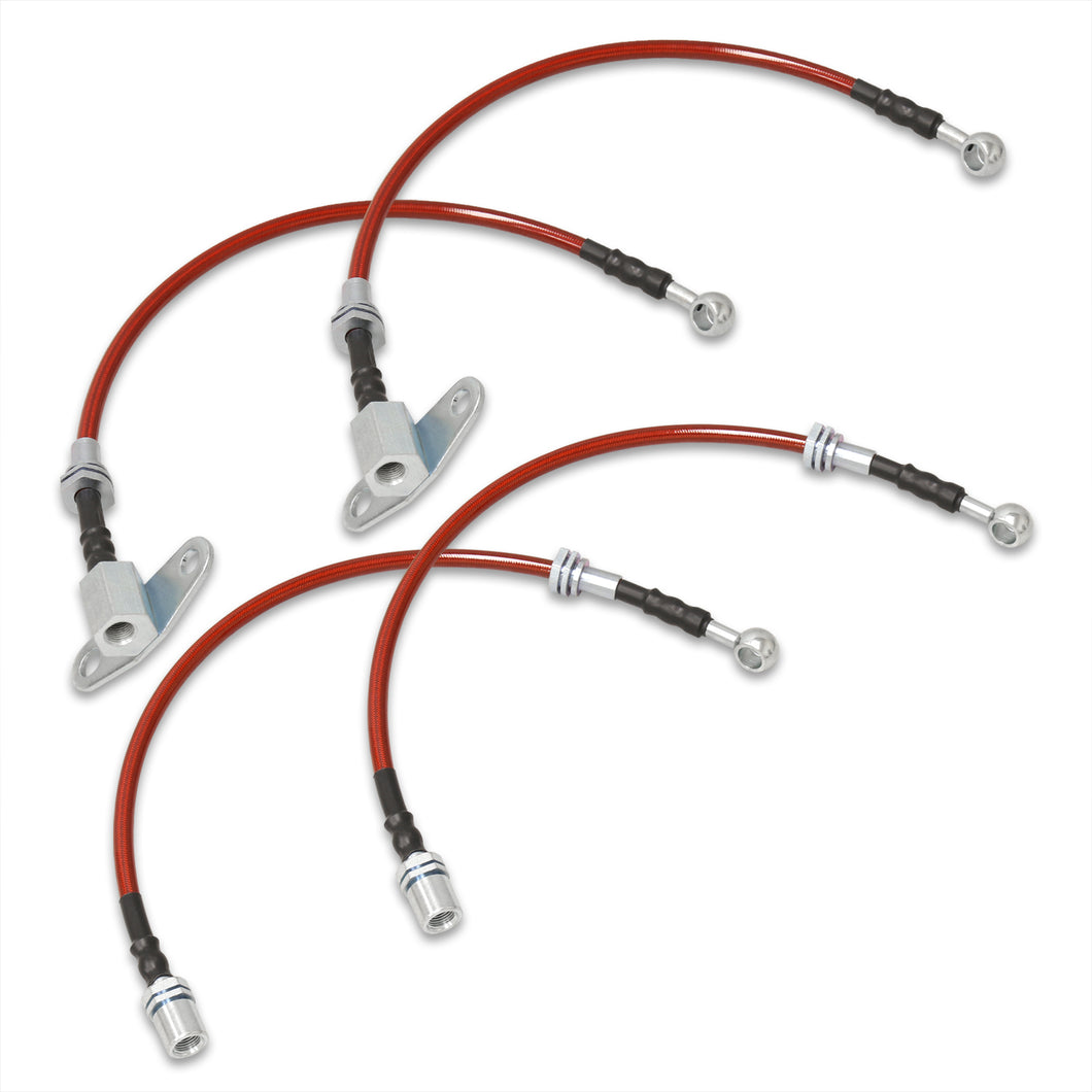 Toyota MR2 1991-1995 Stainless Steel Braided Oil Brake Lines Red