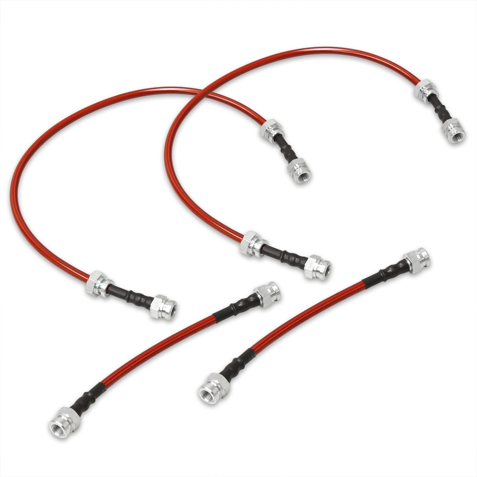 ろあ Nissan 300ZX 1990-1996 Stainless Steel Braided Oil Brake Lines Red