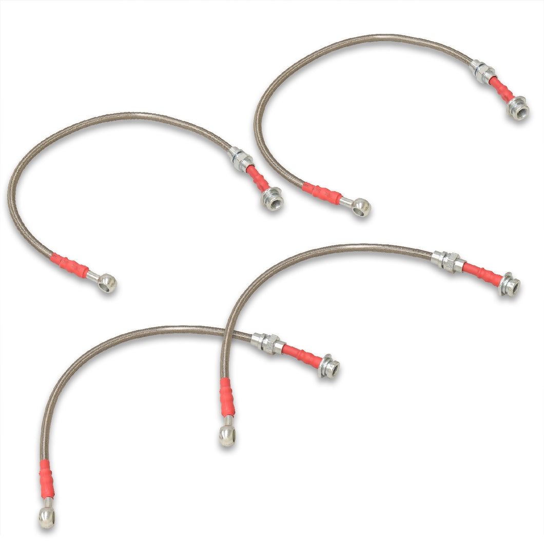 Nissan Sentra 2002-2006 Stainless Steel Braided Oil Brake Lines Silver (Models with Rear Disc Only)