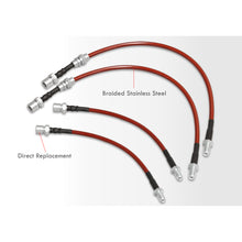 Load image into Gallery viewer, Toyota Corolla 1984-1987 Stainless Steel Braided Oil Brake Lines Red (Models with Rear Drum Brakes Only)