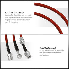 Load image into Gallery viewer, Toyota Corolla 1988-1992 Stainless Steel Braided Oil Brake Lines Red (Models with Rear Disc Only)