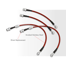 Load image into Gallery viewer, Toyota Corolla 1988-1992 Stainless Steel Braided Oil Brake Lines Red (Models with Rear Disc Only)