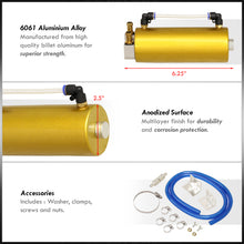 Load image into Gallery viewer, Universal 350ML Cylinder Oil Catch Can Tank 6.25&quot;x3.25&quot;x3.25&quot; Gold
