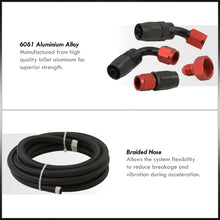 Load image into Gallery viewer, Nylon Braided Fuel Line 162&quot; with 8pcs An Fitting Adapter Kit Black Hose Black/Red Fittings
