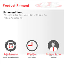 Load image into Gallery viewer, Nylon Braided Fuel Line 162" with 8pcs An Fitting Adapter Kit Silver Hose Red/Blue Fittings