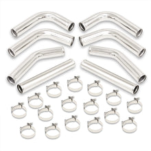 Load image into Gallery viewer, Universal 2.5" 8 Pieces Aluminum Piping Kit Polished (x2 Straight / x2 90 Degree / x2 120 Degree / x2 135 Degree)