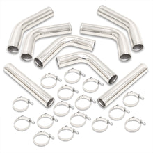 Load image into Gallery viewer, Universal 3" 8 Pieces Aluminum Piping Kit Polished (x2 Straight / x2 90 Degree / x2 120 Degree / x2 135 Degree)