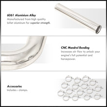 Load image into Gallery viewer, Universal 3" 8 Pieces Aluminum Piping Kit Polished (x2 Straight / x2 90 Degree / x2 120 Degree / x2 135 Degree)