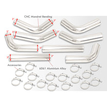 Load image into Gallery viewer, Universal 3" 8 Pieces Aluminum Piping Kit Polished (x2 Straight / x2 90 Degree / x2 120 Degree / x2 135 Degree)