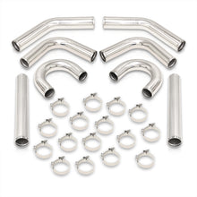 Load image into Gallery viewer, Universal 2.5" 8 Pieces Aluminum Piping Kit Polished (x2 Straight / x2 90 Degree / x2 135 Degree / x2 U-Pipe)