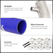 Load image into Gallery viewer, Audi A4 2002-2006 1.8T B6 Bolt-On Aluminum Polished Piping Kit + Blue Couplers