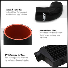 Load image into Gallery viewer, Universal 2.5" 8 Pieces Aluminum Piping Kit Black (x2 Straight / x2 90 Degree / x2 120 Degree / x2 135 Degree) + SIlicone Couplers Black + Universal Aluminum Intercooler Black (Tube & Fin | Overall: 27.5" x 7.0" x 2.5" | Core: 21.5" x 7.0" x 2.25")
