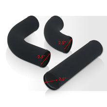 Load image into Gallery viewer, Universal 2.5" 12 Pieces Aluminum Piping Kit Black (x2 Straight / x6 90 Degree Long / x4 90 Degree Short) + SIlicone Couplers Red + Universal Aluminum Intercooler Black (Tube & Fin | Overall: 27.5" x 7.0" x 2.5" | Core: 21.5" x 7.0" x 2.25")