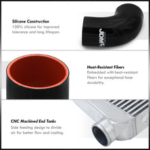 Load image into Gallery viewer, Universal 3" 8 Pieces Aluminum Piping Kit Black (x2 Straight / x2 90 Degree / x2 120 Degree / x2 135 Degree) + Silicone Couplers Black + Universal Aluminum Intercooler (Bar & Plate | Overall: 31.0" x 11.75" x 3.0" | Core: 23.0" x 11.0" x 3.0")