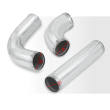 Load image into Gallery viewer, Universal 3" 12 Pieces Aluminum Piping Kit Polished (x2 Straight / x6 90 Degree Long / x4 90 Degree Short) + Silicone Couplers Black + Universal Aluminum Intercooler (Bar & Plate | Overall: 31.0" x 11.75" x 3.0" | Core: 23.0" x 11.0" x 3.0")