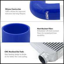 Load image into Gallery viewer, Universal 3" 8 Pieces Aluminum Piping Kit Black (x2 Straight / x2 90 Degree / x2 135 Degree / x2 U-Pipe) + Silicone Couplers Blue + Universal Aluminum Intercooler (Bar & Plate | Overall: 31.0" x 11.75" x 3.0" | Core: 23.0" x 11.0" x 3.0")