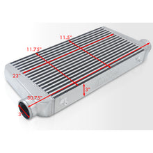 Load image into Gallery viewer, Universal 3" 8 Pieces Aluminum Piping Kit Black (x2 Straight / x2 90 Degree / x2 135 Degree / x2 U-Pipe) + Silicone Couplers Blue + Universal Aluminum Intercooler (Bar & Plate | Overall: 31.0" x 11.75" x 3.0" | Core: 23.0" x 11.0" x 3.0")