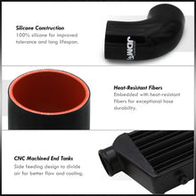 Load image into Gallery viewer, Universal 2.5" 8 Pieces Aluminum Piping Kit Black (x2 Straight / x2 90 Degree / x2 135 Degree / x2 U-Pipe) + SIlicone Couplers Black + Universal Aluminum Intercooler Black (Tube & Fin | Overall: 27.5" x 7.0" x 2.5" | Core: 21.5" x 7.0" x 2.25")