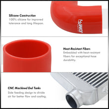 Load image into Gallery viewer, Universal 3" 8 Pieces Aluminum Piping Kit Black (x2 Straight / x2 90 Degree / x2 135 Degree / x2 U-Pipe) + Silicone Couplers Red + Universal Aluminum Intercooler (Bar & Plate | Overall: 31.0" x 11.75" x 3.0" | Core: 23.0" x 11.0" x 3.0")