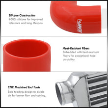 Load image into Gallery viewer, Universal 3" 8 Pieces Aluminum Piping Kit Polished (x2 Straight / x2 90 Degree / x2 135 Degree / x2 U-Pipe) + Silicone Couplers Red + Universal Aluminum Intercooler (Tube & Fin | Overall: 30.75" x 11.75" x 3.0" | Core: 23.5" x 11.75" x 3.0")