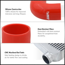 Load image into Gallery viewer, Universal 3" 12 Pieces Aluminum Piping Kit Polished (x2 Straight / x6 90 Degree Long / x4 90 Degree Short) + Silicone Couplers Red + Universal Aluminum Intercooler (Bar & Plate | Overall: 31.0" x 11.75" x 3.0" | Core: 23.0" x 11.0" x 3.0")