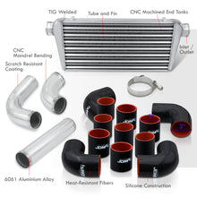 Load image into Gallery viewer, Universal 3" 12 Pieces Aluminum Piping Kit Polished (x2 Straight / x6 90 Degree Long / x4 90 Degree Short) + Silicone Couplers Black + Universal Aluminum Intercooler (Tube & Fin | Overall: 30.75" x 11.75" x 3.0" | Core: 23.5" x 11.75" x 3.0")