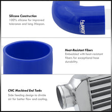 Load image into Gallery viewer, Universal 3" 8 Pieces Aluminum Piping Kit Black (x2 Straight / x2 90 Degree / x2 135 Degree / x2 U-Pipe) + Silicone Couplers Blue + Universal Aluminum Intercooler (Tube & Fin | Overall: 30.75" x 11.75" x 3.0" | Core: 23.5" x 11.75" x 3.0")