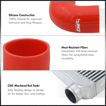 Load image into Gallery viewer, Universal 3" 8 Pieces Aluminum Piping Kit Black (x2 Straight / x2 90 Degree / x2 120 Degree / x2 135 Degree) + Silicone Couplers Red + Universal Aluminum Intercooler (Bar & Plate | Overall: 31.0" x 11.75" x 3.0" | Core: 23.0" x 11.0" x 3.0")