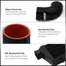 Load image into Gallery viewer, Universal 2.5" 8 Pieces Aluminum Piping Kit Polished (x2 Straight / x2 90 Degree / x2 135 Degree / x2 U-Pipe) + Silicone Couplers Black + Universal Aluminum Intercooler Black (Tube & Fin | Overall: 27.5" x 7.0" x 2.5" | Core: 21.5" x 7.0" x 2.25")