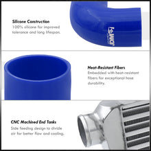 Load image into Gallery viewer, Universal 3" 8 Pieces Aluminum Piping Kit Polished (x2 Straight / x2 90 Degree / x2 135 Degree / x2 U-Pipe) + Silicone Couplers Blue + Universal Aluminum Intercooler (Tube & Fin | Overall: 30.75" x 11.75" x 3.0" | Core: 23.5" x 11.75" x 3.0")