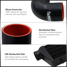 Load image into Gallery viewer, Universal 2.5" 12 Pieces Aluminum Piping Kit Polished (x2 Straight / x6 90 Degree Long / x4 90 Degree Short) + SIlicone Couplers Black + Universal Aluminum Intercooler Black (Tube & Fin | Overall: 27.5" x 7.0" x 2.5" | Core: 21.5" x 7.0" x 2.25")