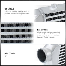 Load image into Gallery viewer, Universal 3" 12 Pieces Aluminum Piping Kit Polished (x2 Straight / x6 90 Degree Long / x4 90 Degree Short) + Silicone Couplers Blue + Universal Aluminum Intercooler (Bar & Plate | Overall: 31.0" x 11.75" x 3.0" | Core: 23.0" x 11.0" x 3.0")