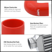 Load image into Gallery viewer, Universal 3" 8 Pieces Aluminum Piping Kit Polished (x2 Straight / x2 90 Degree / x2 120 Degree / x2 135 Degree) + Silicone Couplers Red + Universal Aluminum Intercooler (Tube & Fin | Overall: 30.75" x 11.75" x 3.0" | Core: 23.5" x 11.75" x 3.0")