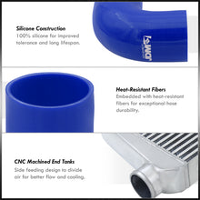 Load image into Gallery viewer, Universal 3" 12 Pieces Aluminum Piping Kit Black (x2 Straight / x6 90 Degree Long / x4 90 Degree Short) + Silicone Couplers Blue + Universal Aluminum Intercooler (Bar & Plate | Overall: 31.0" x 11.75" x 3.0" | Core: 23.0" x 11.0" x 3.0")