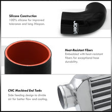 Load image into Gallery viewer, Universal 3" 8 Pieces Aluminum Piping Kit Polished (x2 Straight / x2 90 Degree / x2 135 Degree / x2 U-Pipe) + Silicone Couplers Black + Universal Aluminum Intercooler (Tube & Fin | Overall: 30.75" x 11.75" x 3.0" | Core: 23.5" x 11.75" x 3.0")
