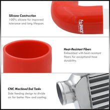 Load image into Gallery viewer, Universal 3" 12 Pieces Aluminum Piping Kit Black (x2 Straight / x6 90 Degree Long / x4 90 Degree Short) + Silicone Couplers Red + Universal Aluminum Intercooler (Tube & Fin | Overall: 30.75" x 11.75" x 3.0" | Core: 23.5" x 11.75" x 3.0")
