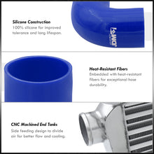 Load image into Gallery viewer, Universal 3" 8 Pieces Aluminum Piping Kit Black (x2 Straight / x2 90 Degree / x2 120 Degree / x2 135 Degree) + Silicone Couplers Blue + Universal Aluminum Intercooler (Tube & Fin | Overall: 30.75" x 11.75" x 3.0" | Core: 23.5" x 11.75" x 3.0")