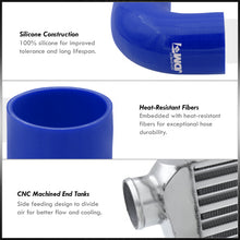 Load image into Gallery viewer, Universal 3" 12 Pieces Aluminum Piping Kit Black (x2 Straight / x6 90 Degree Long / x4 90 Degree Short) + Silicone Couplers Blue + Universal Aluminum Intercooler (Tube & Fin | Overall: 30.75" x 11.75" x 3.0" | Core: 23.5" x 11.75" x 3.0")