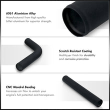 Load image into Gallery viewer, Universal 3" 8 Pieces Aluminum Piping Kit Black (x2 Straight / x2 90 Degree / x2 120 Degree / x2 135 Degree) + Silicone Couplers Black + Universal Aluminum Intercooler (Tube & Fin | Overall: 30.75" x 11.75" x 3.0" | Core: 23.5" x 11.75" x 3.0")