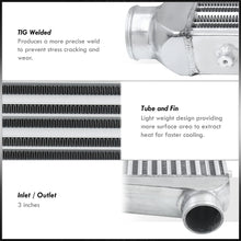 Load image into Gallery viewer, Universal 3" 8 Pieces Aluminum Piping Kit Black (x2 Straight / x2 90 Degree / x2 120 Degree / x2 135 Degree) + Silicone Couplers Black + Universal Aluminum Intercooler (Tube & Fin | Overall: 30.75" x 11.75" x 3.0" | Core: 23.5" x 11.75" x 3.0")